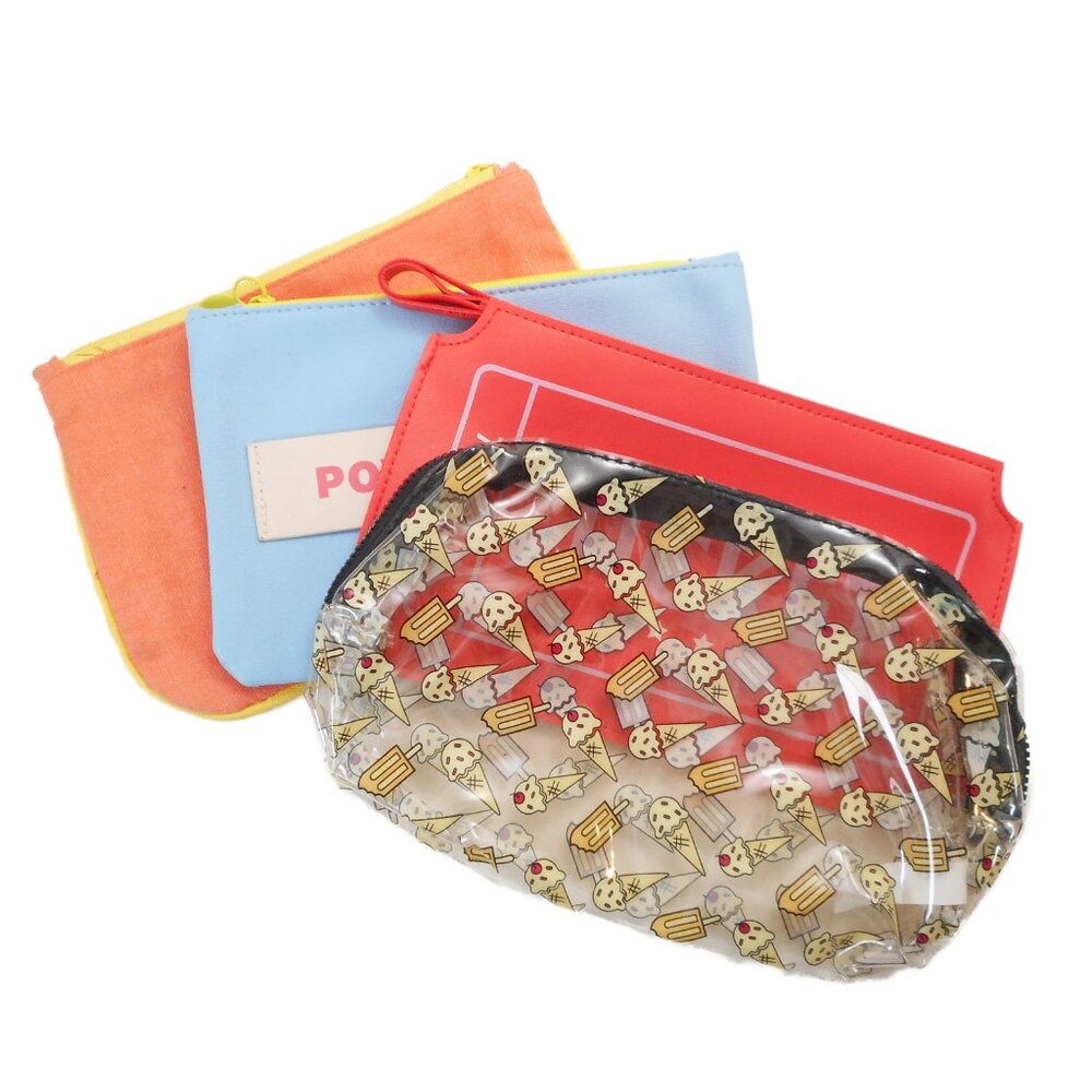 Lot of 4 Ipsy Zip Pouch Glam Makeup Bag for Cosmetics Ice Cream Power Moves
